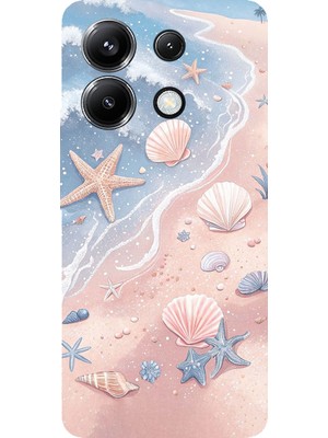 TechTree Poco X6 Pro Uyumlu Sahil Deniz Kabuğu Baskılı Silikon Kılıf