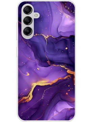 TechTree Samsung Galaxy A14 Uyumlu Ametist Taşı Mor Mermer Baskılı Silikon Kılıf