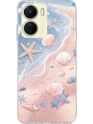 TechTree Vivo Y16 Uyumlu Sahil Deniz Kabuğu Baskılı Silikon Kılıf