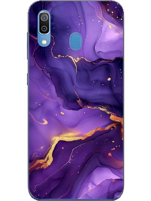 TechTree Samsung Galaxy A20 / A30 Uyumlu Ametist Taşı Mor Mermer Baskılı Silikon Kılıf