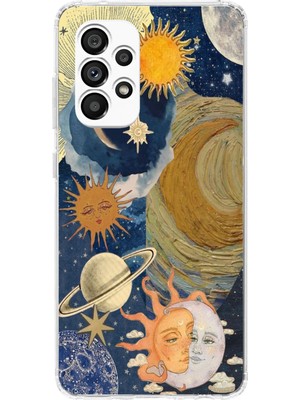 TechTree Samsung Galaxy A23 Uyumlu Güneş ve Ay Evren Tasarımlı Baskılı Silikon Kılıf