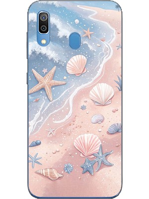 TechTree Samsung Galaxy A20 / A30 Uyumlu Sahil Deniz Kabuğu Baskılı Silikon Kılıf