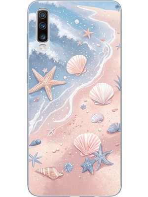 TechTree Samsung Galaxy A30S - A50 Uyumlu Sahil Deniz Kabuğu Baskılı Silikon Kılıf