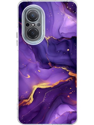 TechTree Huawei Nova 9 Se Uyumlu Ametist Taşı Mor Mermer Baskılı Silikon Kılıf