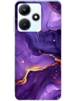 TechTree Infinix Hot 30I Uyumlu Ametist Taşı Mor Mermer Baskılı Silikon Kılıf