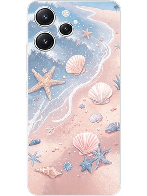 TechTree Redmi 12 Uyumlu Sahil Deniz Kabuğu Baskılı Silikon Kılıf