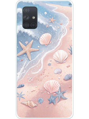 TechTree Samsung Galaxy A71 Uyumlu Sahil Deniz Kabuğu Baskılı Silikon Kılıf