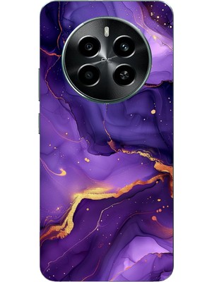 TechTree Realme 12 Pro - Pro Plus Uyumlu Ametist Taşı Mor Mermer Baskılı Silikon Kılıf