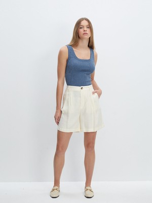 Lc Waikiki Yeni Sezon Rahat Kalıp Düz Keten Görünümlü Kadın Şort