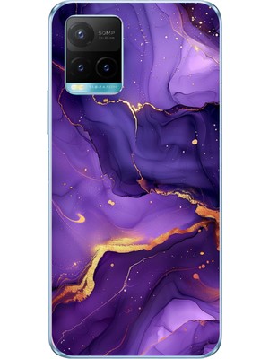 TechTree Vivo Y21S/Y33S/Y32 Uyumlu Ametist Taşı Mor Mermer Baskılı Silikon Kılıf