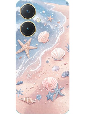 TechTree Vivo Y27 Uyumlu Sahil Deniz Kabuğu Baskılı Silikon Kılıf