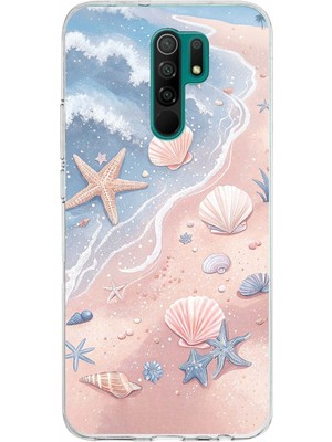 TechTree Redmi 9 Uyumlu Sahil Deniz Kabuğu Baskılı Silikon Kılıf