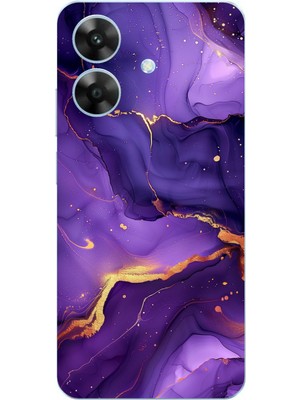 TechTree Realme Note 60 Uyumlu Ametist Taşı Mor Mermer Baskılı Silikon Kılıf