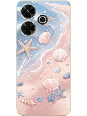 TechTree Redmi 13 Uyumlu Sahil Deniz Kabuğu Baskılı Silikon Kılıf