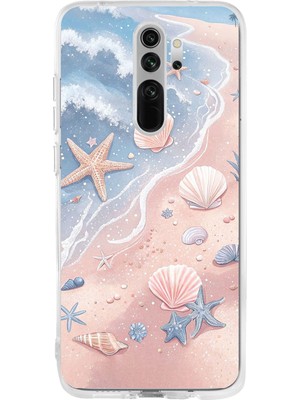 TechTree Redmi Note 8 Pro Uyumlu Sahil Deniz Kabuğu Baskılı Silikon Kılıf
