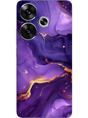 TechTree Poco F6 Uyumlu Ametist Taşı Mor Mermer Baskılı Silikon Kılıf