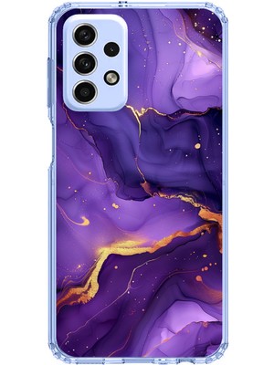 TechTree Samsung Galaxy A33 Uyumlu Ametist Taşı Mor Mermer Baskılı Silikon Kılıf