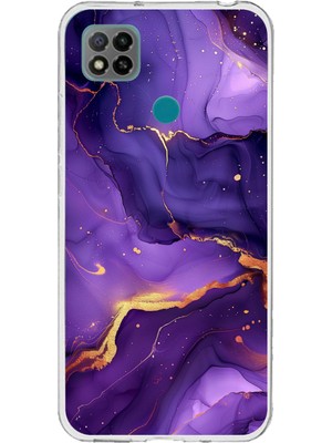 TechTree Redmi 9c / 10A Uyumlu Ametist Taşı Mor Mermer Baskılı Silikon Kılıf