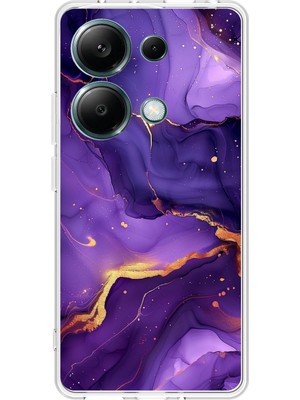 TechTree Redmi Note 13 Pro 4g Uyumlu Ametist Taşı Mor Mermer Baskılı Silikon Kılıf