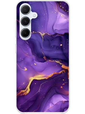 TechTree Samsung Galaxy A35 Uyumlu Ametist Taşı Mor Mermer Baskılı Silikon Kılıf