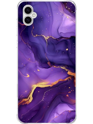 TechTree Samsung Galaxy A04 Uyumlu Ametist Taşı Mor Mermer Baskılı Silikon Kılıf