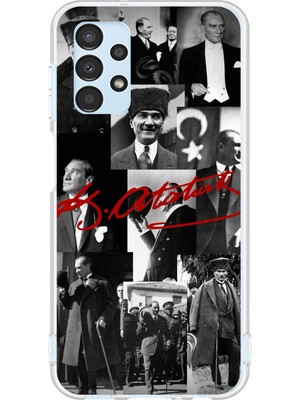 TechTree Samsung Galaxy A13 Uyumlu Kırmızı Mustafa Kemal Atatürk Imza Baskılı Silikon Kılıf