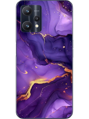 TechTree Realme 9 Pro Uyumlu Ametist Taşı Mor Mermer Baskılı Silikon Kılıf