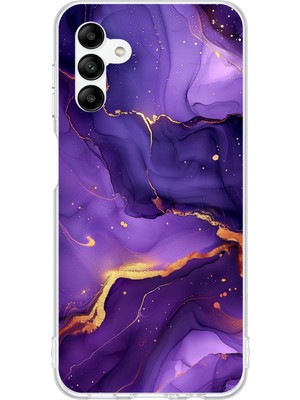 TechTree Samsung Galaxy A04S Uyumlu Ametist Taşı Mor Mermer Baskılı Silikon Kılıf