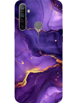 TechTree Realme 5I/6I/C3/C3I Uyumlu Ametist Taşı Mor Mermer Baskılı Silikon Kılıf