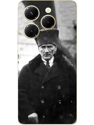 TechTree Tecno Spark 20 Pro Uyumlu Mustafa Kemal Atatürk Portre Baskılı Silikon Kılıf