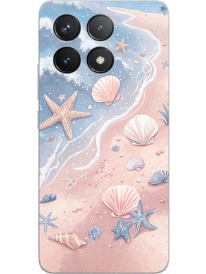 TechTree Poco F6 Pro Uyumlu Sahil Deniz Kabuğu Baskılı Silikon Kılıf