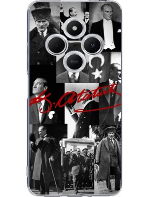 TechTree Redmi 14C Uyumlu Kırmızı Mustafa Kemal Atatürk Imza Baskılı Silikon Kılıf