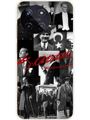 TechTree Realme 11 4g Uyumlu Kırmızı Mustafa Kemal Atatürk Imza Baskılı Silikon Kılıf