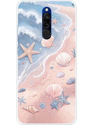 TechTree Redmi 8 Uyumlu Sahil Deniz Kabuğu Baskılı Silikon Kılıf