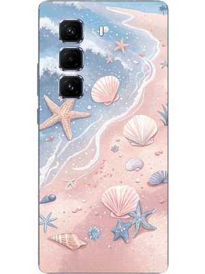 TechTree Infinix Hot 50 Pro Plus Uyumlu Sahil Deniz Kabuğu Baskılı Silikon Kılıf