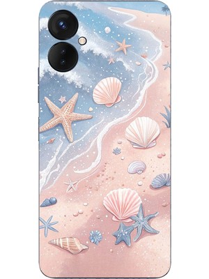 TechTree Tecno Spark 9 Pro Uyumlu Sahil Deniz Kabuğu Baskılı Silikon Kılıf