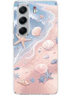 TechTree Tecno Camon 40 Pro Uyumlu Sahil Deniz Kabuğu Baskılı Silikon Kılıf