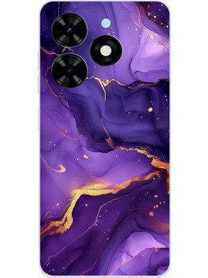 TechTree Tecno Spark Go 2024 Uyumlu Ametist Taşı Mor Mermer Baskılı Silikon Kılıf
