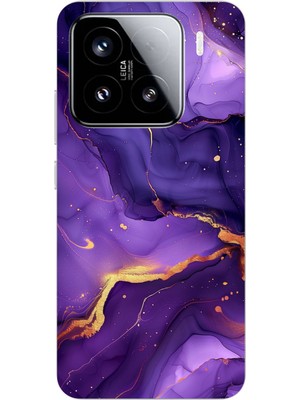 TechTree Xiaomi Mi 15 Pro Uyumlu Ametist Taşı Mor Mermer Baskılı Silikon Kılıf
