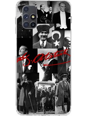 TechTree Samsung Galaxy M51 Uyumlu Kırmızı Mustafa Kemal Atatürk Imza Baskılı Silikon Kılıf