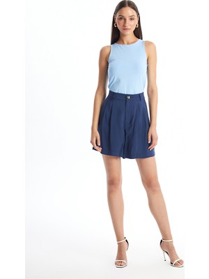 Lc Waikiki Yeni Sezon Rahat Kalıp Düz Keten Görünümlü Kadın Şort