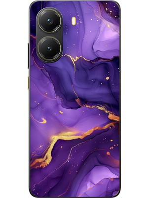 TechTree Poco X7 Pro Uyumlu Ametist Taşı Mor Mermer Baskılı Silikon Kılıf