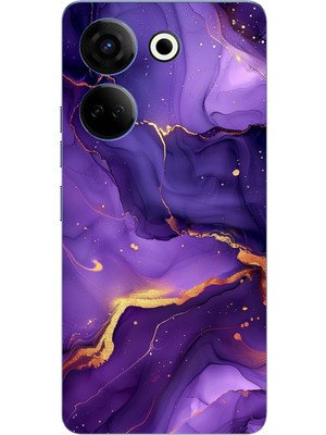 TechTree Tecno Camon 20 - 20 Pro 4g Uyumlu Ametist Taşı Mor Mermer Baskılı Silikon Kılıf