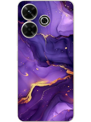 TechTree Redmi 13 Uyumlu Ametist Taşı Mor Mermer Baskılı Silikon Kılıf