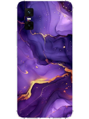 TechTree Infinix Gt 30 Pro Uyumlu Ametist Taşı Mor Mermer Baskılı Silikon Kılıf