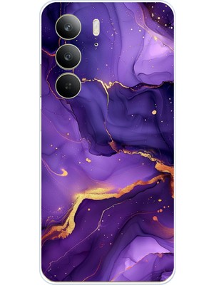 TechTree Realme C75 Uyumlu Ametist Taşı Mor Mermer Baskılı Silikon Kılıf