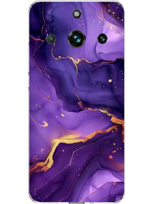 TechTree Realme 11 Pro-Pro Plus Uyumlu Ametist Taşı Mor Mermer Baskılı Silikon Kılıf
