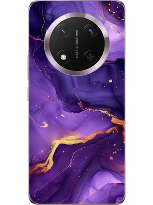 TechTree Honor Magic 7 Lite Uyumlu Ametist Taşı Mor Mermer Baskılı Silikon Kılıf