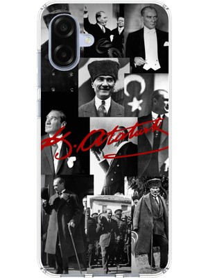 TechTree Samsung Galaxy A07 Uyumlu Kırmızı Mustafa Kemal Atatürk Imza Baskılı Silikon Kılıf