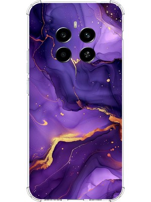 TechTree Realme 12 4g -12 Plus Uyumlu Ametist Taşı Mor Mermer Baskılı Silikon Kılıf